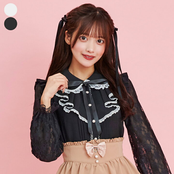 楽天市場】袖レースラッフルブラウス12/6 12:00 新色Lホワイト販売  