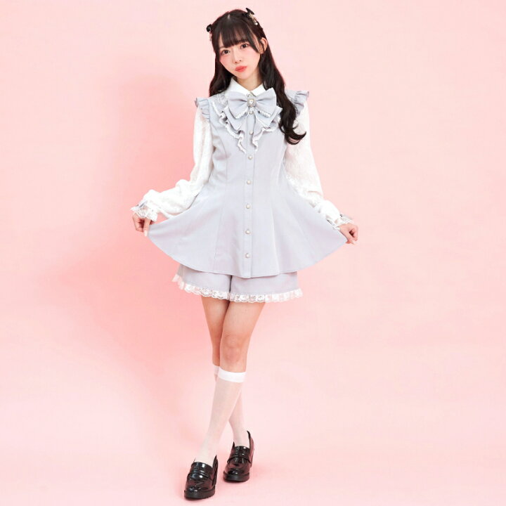 楽天市場】レース袖ラッフルセットアップ3/22 12:00 クロ再入荷3/19 12  