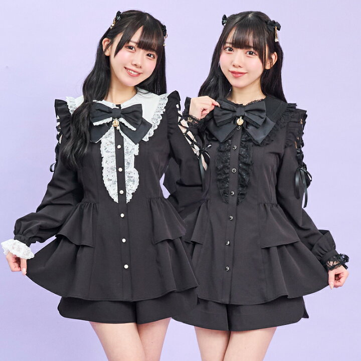 楽天市場】ロングポイントカラーショルダーレースアップセットアップ3 