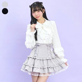 レースアップティアードスカパン2/5 12:00 販売スタートsecrethoney　シークレットハニー　シーハニ　量産型　レディース　ガーリー　スカート　無地　グレー　黒　ブラック