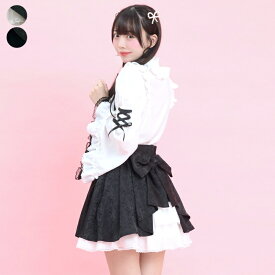 コルセット風バッスルスカパン3/13 12:00 販売スタートsecrethoney　シークレットハニー　シーハニ　量産型　レディース　ガーリー　無地　ブラック　黒　フリル