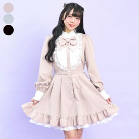 バッスルワンピース1/15 12:00 販売スタートsecrethoney　シークレットハニー　シーハニ　量産型　レディース　ガーリー　ピンク　グレー　ブラック　黒　長袖