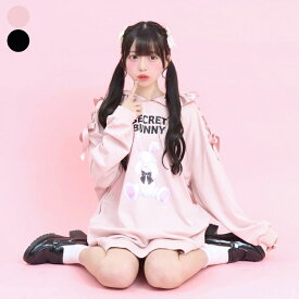 プリントパーカーワンピース2/27 12:00 販売スタートsecrethoney　シークレットハニー　シーハニ　量産型　レディース　ガーリー　ピンク　黒　ブラック