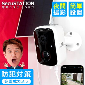今だけ 10％OFF【 穴あけ不要 かんたん設置 】 防犯カメラ ソーラー対応 工事不要 ワイヤレス 無線 屋外 家庭用 電源不要 バッテリー 充電式 ソーラーパネル 夜間カラー スマホ 遠隔監視 録画 人検知 雨どい ポール 設置 うねうねくん DB74【 SecuSTATION セキュガード 】