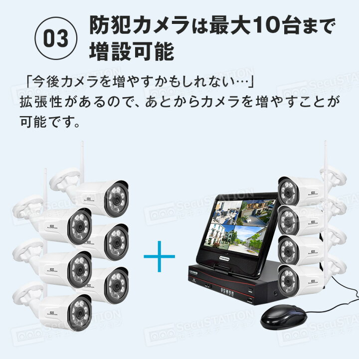 楽天市場】【モニター付き無線2台セット】 防犯カメラ ワイヤレス 屋外 