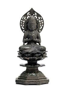 仏像 勢至菩薩 15cm (古美青銅) 仏師:牧田秀雲 原型_(午年生まれ)十二支守り本尊 干支 高岡銅器KS(せいしぼさつ)