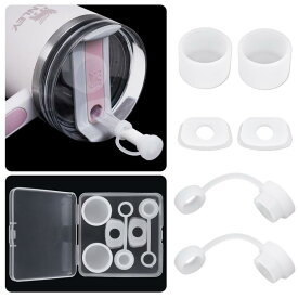 Hotanry Stanley ストローカバー こぼれストッパー6個セット Stanley Quencher H2.0 40オンス &amp; 30オンスタンブラー用 Stanley Cupアクセサリー ストローカバーキャップ、スクエアこぼれストッパー、