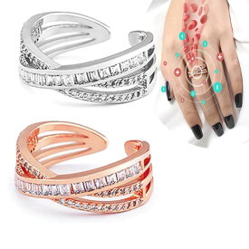 クロス型指輪 MOEVA 美しいボティラインに Moeva Adjustable Ring Minimalist Fidget Ring Zirconium Open Ring (A)