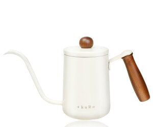 +kuRo コーヒーポット ドリップポット 600ml 直火 対応 おしゃれ 目盛り付きドリップ用 2〜3人用 蓋付き 細口 キャンプ アウトドア