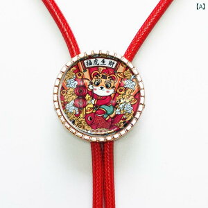 メンズ レディース カジュアル アクセサリー チェーン ループタイ ボロタイ ネクタイ トレーナー 干支 赤 革 ロープ 年 挨拶 ペンダント カップル セーター