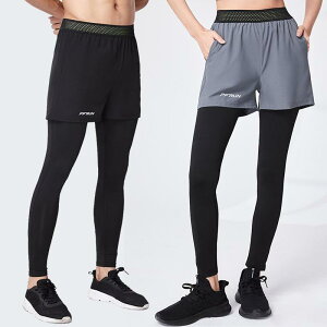 スポーツウェア バドミントン ウェア レディース 速乾 マラソン バスケットボール スポーツ コンプレッション パンツ メンズ ランニング フィットネス フェイク セットアップ 春秋