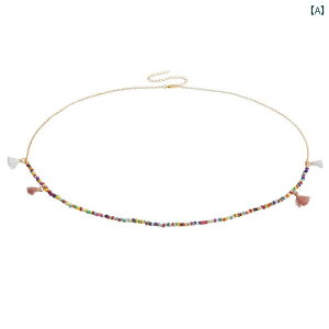 レディース 夏 タッセル チェーン アクセサリー ボディ ビキニ 水着 プール ビーチ 海水浴 アクセ セクシー ボヘミアン エスニック キャンディーカラー ライス ビーズ カラフル ウエスト ベ