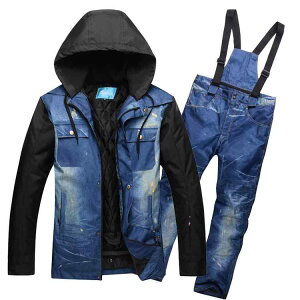 スノボー ファッション ウィンター品 スポーツウェア スキー スーツ メンズ 防水 防寒 暖かい デニム サスペンダー パンツ 登山 スノーボード メンズ セットアップ