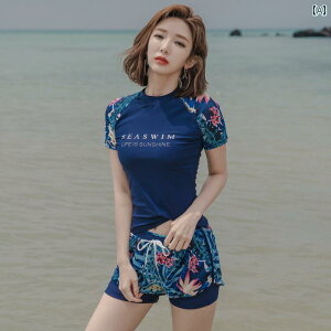 レディース 水着 体型カバー スポーティー プール ビーチ 海水浴 マリンスポーツ スイミング スプリット お腹 控えめ カバー 着痩せ 半袖 ボクサー ブリーフ 韓国 イン スポーツ 温泉 風