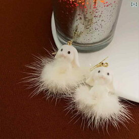 レディース アクセサリー ピアス かわいい ぬいぐるみ抱っこ ウサギ イヤリング 甘くて ファーボール 小さ