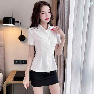 制服 白 シャツ レディース ユニフォーム 夏 2点 セット ショート丈 フットマッサージ ウエストスリム フロント スタイリッシュ 半袖 サロン