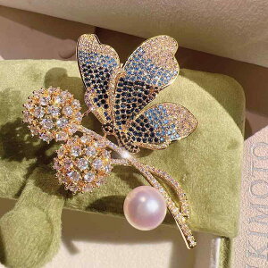 アクセサリー レディース DIY ※パールなし 空ホルダー 半完成品 ファッション タンポポ 蝶 ブローチ 厚手 金 メッキ ジルコン ピン パール 翡翠 コサージュ ホルダー