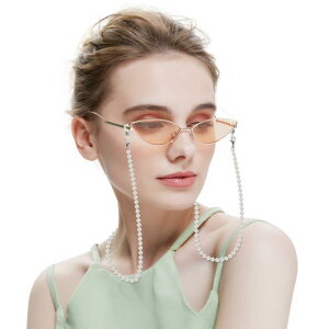 メガネ チェーン フェイク パール ストラップ アクリル シルバー ロープ マスク メガネ 小物 ぶら下げ ネック ビーズ チェーン アメリカ サングラス 老眼鏡 落下防止 シンプル おしゃれ