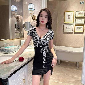 キャバドレス パーティー ミニスカート 接客 ラウンジ キャバ ヒョウ柄 夏 衣装 ワンピース ヒップラインフィット タイト セクシー 魅惑 艶やか アーバン スタイリッシュ レディース