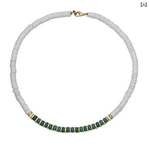 レディース ネックレス アクセサリー 水着 ビキニ サマー ビーチ プール ヴィンテージ モロッコ 宮殿 ボヘミアン エスニック ソフト 陶器 ターコイズ ビーズ メタル ショート ロック