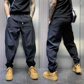 Men's Summer/Autumn Pants, Black, Casual, Letter Embroidery, Outdoor, Quick-Drying, Sports, Leisure, Long Bottoms, Pockets