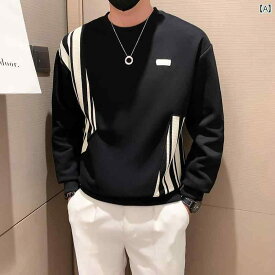 シャツ メンズ カジュアル ストライプ スウェットシャツ 春 ハイエンド 紳士服 初春 スプライシング