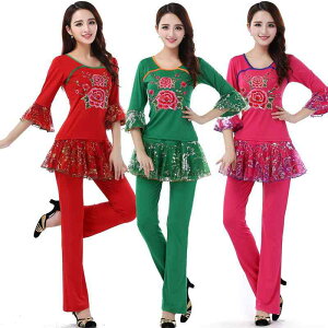 ベリーダンス トップス セットアップ スーツ 衣装 セット 体操 ズボン ロング エレガント ダンス 刺繍 レディース フィット レディース