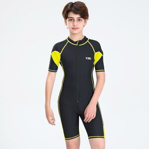 ウェットスーツ 子供 水着 男の子 屋外 日焼け防止 速乾 ビーチ 温泉 半袖 クラゲ キッズ ブラック フロントジッパー マリンスポーツ アクティビティ
