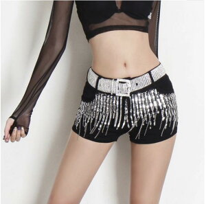 パンツ レディース ショーツ 韓国 パンツ スリム コットン ストレッチ性 タッセル スパンコール キラキラ ブーツパンツ ショートパンツ ナチュラルウエスト セクシー