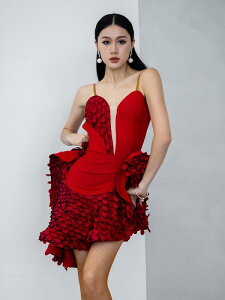 ラテン ダンスウェア ダンス スカート 練習着 レディース 大人 スーツ 競技 サスペンダー ドレス フラメンコ サンバ ルンバ チャチャ