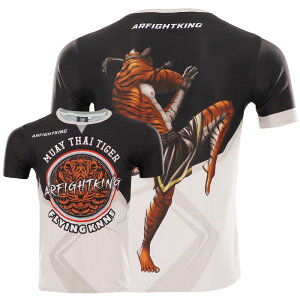 トレーニング ウェア 格闘技 吸湿発散性 紫外線防止 速乾 軽量 通気性 ストレッチ性 防虫性 ストレッチ性 ラウンドネック 半袖 薄手 ユニセックス 総合トレーニング ムエタイ 虎
