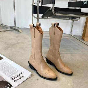 ロング ブーツ レディース シューズ 夏 ブーツ ポインテッドトゥ ブーツ 太ヒール 歩きやすい チャンキー レトロ ブーツ ウエスタン ナイト ブーツ ブーツ