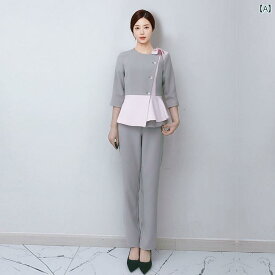 クリニック 制服 介護 リハビリ ユニフォーム 韓国 秋冬 スリム エステ サロン 美容 作業着 SPA レディース マッサージ 技術者 ヘルスケア 大きいサイズ 七分袖