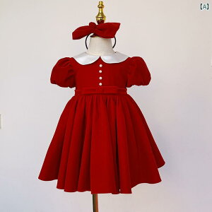 赤ちゃん キッズ ガール ミニドレス ピアノ 演奏 発表会 衣装 子供 ベビー服 BABY ドレス 春夏 夏 フレア スカート 子供 プリンセス お姫様 パーティー 真赤 クリスマス 映え
