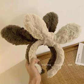 ヘアアクセサリー ぬいぐるみ 茶 ウサギ耳 ヘッドバンド レディース フェイシャルマスク ヘアアクセサリー カチューシャ