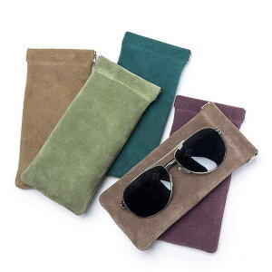 メガネケース カバー バッグ 牛革 ソリッドカラー ポータブル サングラス 収納 スエード シンプル おしゃれ プレゼント メンズ レディース
