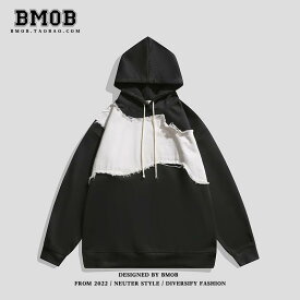 ジャケット パーカー おしゃれ かっこいい メンズ レディース スプリング フード付き スウェットシャツ カジュアル スプライシング アメリカン ストリート BF オーバー サイズ