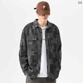 チェック カジュアル シャツ メンズ ファッション 普段着 ゆったり 秋 先染め ワイド 長袖 レトロ ウォッシュド ワークシャツ トップス メンズ