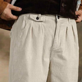 カジュアル パンツ 秋冬 アメリカン レトロ ヘビーウェイト ズボン 男性 和風 アミ カーキ コーデュロイ ホワイト