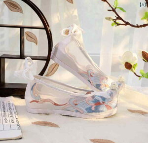 カジュアル 夏 婦人靴 レトロ エスニック おしゃれ 女性用 メッシュ スタイル 漢服 靴 刺繍入り 通気性 インナー 強化 伝統的 ボウ靴 上げ つま先 アンティーク サンダル ガーゼ