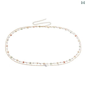 レディース 夏 チェーン アクセサリー ボディ ビキニ 水着 プール ビーチ 海水浴 アクセ セクシー アメリカン ジュエリー カラフル 蝶 ハート形 パール 二層 ウエスト 女性 メタル スタッカブ