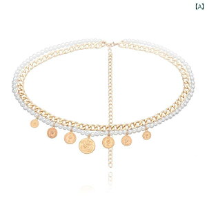 レディース 夏 チェーン アクセサリー ボディ ビキニ 水着 プール ビーチ 海水浴 アクセ セクシー アメリカン ジュエリー パール 多層 合金 女性 美しさ アバター ペンダント 魅惑的 ウエスト