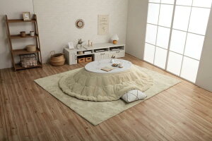 イケヒコ こたつ 布団 楕円形 ラピアス ミルキーベージュ 約185×225cm楕円形 無地 やわらか ふかふか フェミニン #6842689