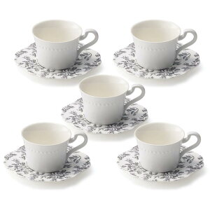 Dolce duo コーヒーカップ ソーサー セット (箱入り) ギフト用 5客 ティーカップ 白 RU-1723
