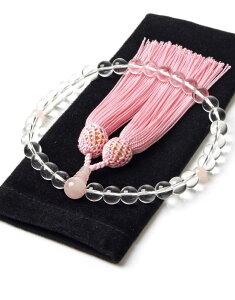 【EsuonHappiness】 数珠 天然素材 女性用 8mm 頭房 数珠袋付き すべての宗派で使える 選べるお色 法事 葬式