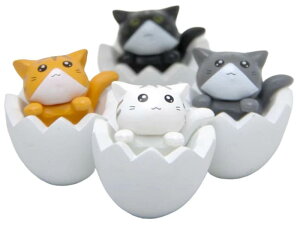 clowin 猫 置物 雑貨 デコレ 猫の置物 玄関 小さい インテリア 小物 オブジェ 招き猫 雑貨 4匹のかわいい卵殻の猫