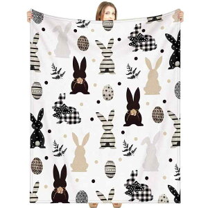 ブランケット イースター うさぎ たまご カートゥーン柄 ふわふわ あたたかい 柔らかい肌触り ポリエステル フリース ひざ掛け ソファカバー ベッドカバー インテリア デコレーション 春秋
