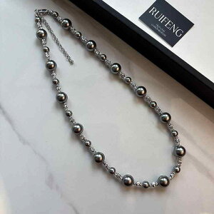 パールネックレス レディース フレンチスタイル 真多麻グレーパール マザーオブパールペンダント ライトラグジュアリー 高級感 上質 銅製 電気メッキ加工 41cm 50cm対応