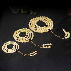 パワーストーンブレスレット メンズ レディース 天然 原石 琥珀 アンバー 白花琥珀 ロシア産 108珠 念珠 数珠 多重巻き ネックレス 手作り 民族風 開運 お守り ラッキーアイテム