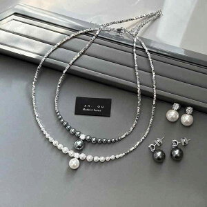 ネックレス レディース 女性用 925シルバー オーロラ真多麻グレーパール フレンチレトロ 軽やか エレガント リアルゴールド電気メッキ加工 春夏